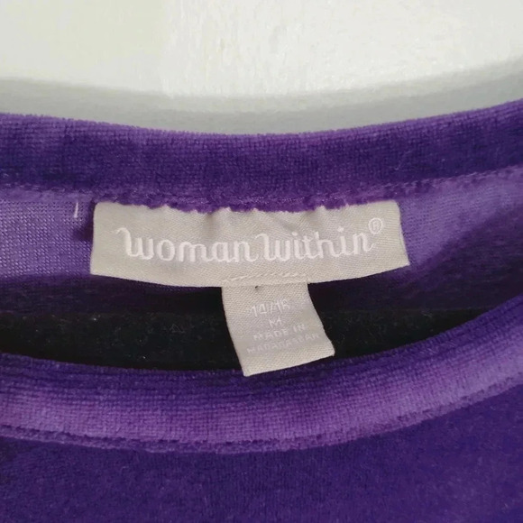 Woman Within Velvet Top Long Sleeve Royal Purple Soft Cozy - Picture 8 of 16